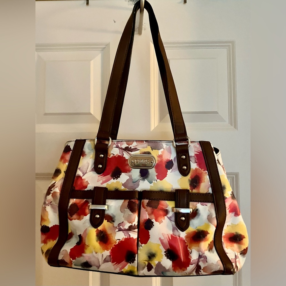 Chaps Faux Leather Handbag Floral